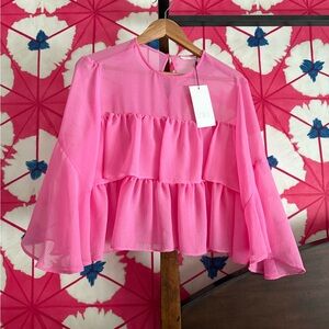 Zara Vibrant Pink Layered Blouse